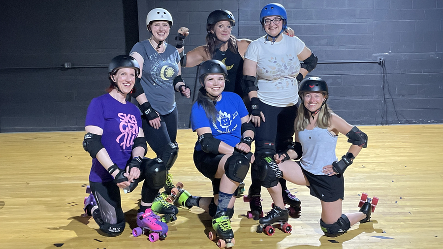 The first training session held in the skate lounge - Roller Derby